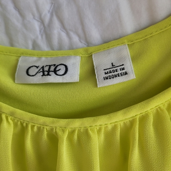 Womens Cato Lemon Yellow Layered Capelet top Size L - Picture 3 of 4